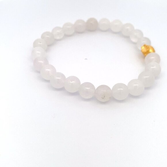 24K Gold Money Bag Lucky Charm Bracelet Gemstones Natural White Jade - Picture 5 of 7